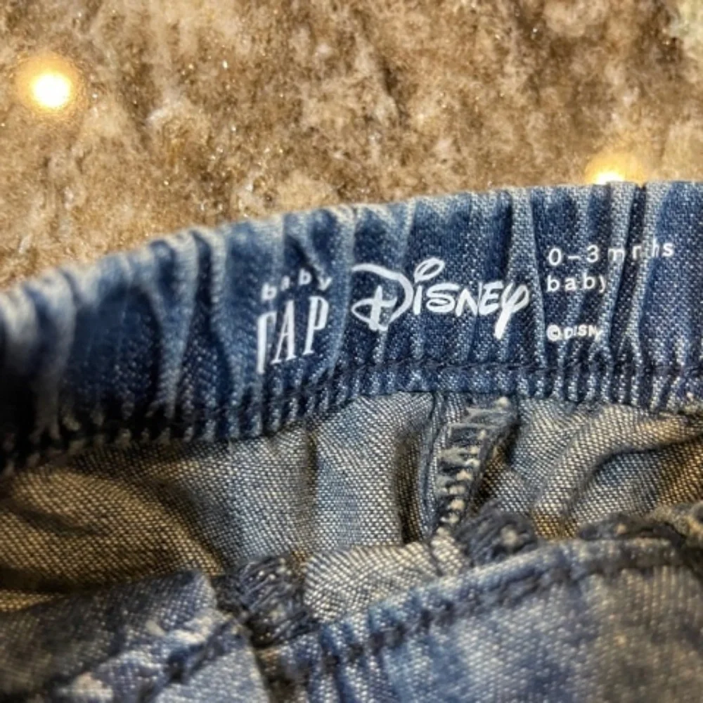 Worn 1x Baby Gap Disney Girls 0-3 Months Minnie Mouse Pocket Wide Leg Demim